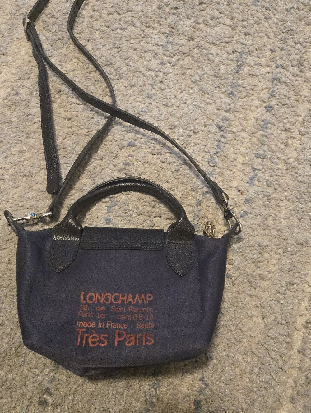 Longchamp Le Pliage Très Paris Limited Edition Mini Crossbody Bag Navy Blue - Picture 4 of 11